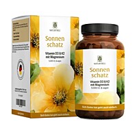 Naturtreu Slnečný poklad – vegánsky vitamín D3 5 000 IU s K2 a horčíkom (jedna dávka každých 5 dní), 90 kapsúl