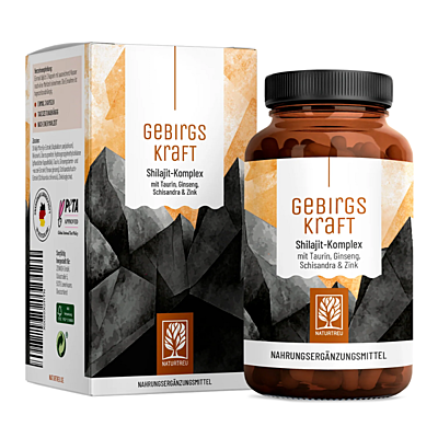 Naturtreu Hegyi erő – Shilajit komplex taurinnal, ginsenggel, schisandrával és cinkkel, 90 kapszula