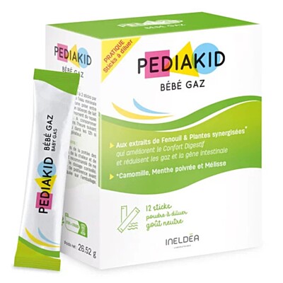 Pediakid Bébé Gaz – prírodné vrecúška na dobré trávenie pre bábätká s obsahom fenikla, lipy, medovky a harmančeka, 12 ks