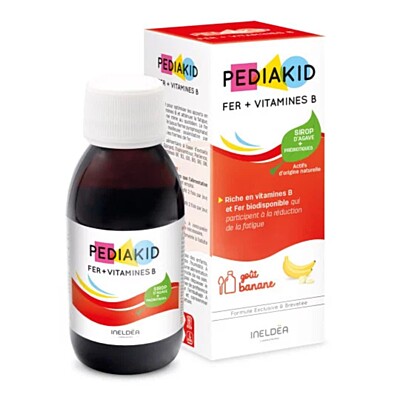 Pediakid Železo + B-komplex ve formě sirupu pro děti (banánová příchuť), 125 ml