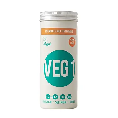 The Vegan Society Multivitamín VEG1 s příchutí pomeranč, žvýkací tablety 180 ks