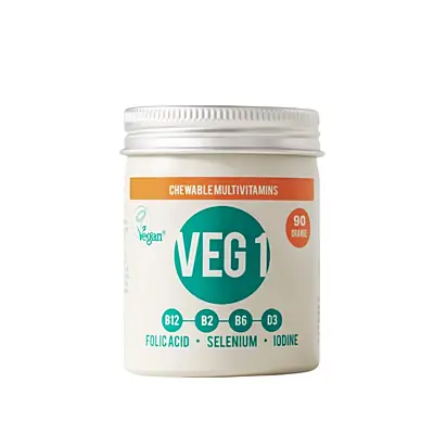 The Vegan Society Multivitamín VEG1 s příchutí pomeranč, žvýkací tablety 90 ks