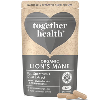 Together Health Hericium (lví hříva) 1000 mg – organický extrakt z celé houby, 60 kapslí