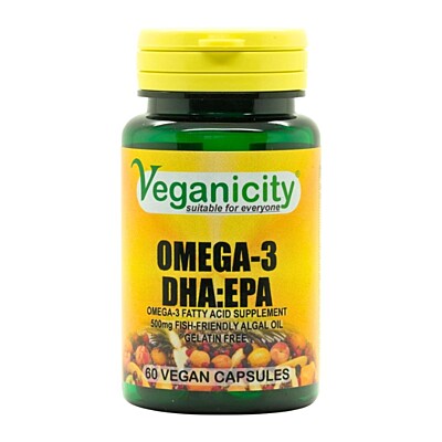Veganicity Omega-3 DHA:EPA 500mg - olej z mikrorias, 60 vegan kapsúl