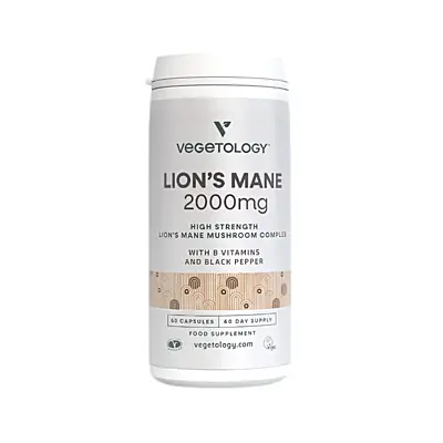 Vegetology Vegan Lion's Mane (Korálovec ježatý) 2000 mg + B-Komplex, 60 kapsúl  