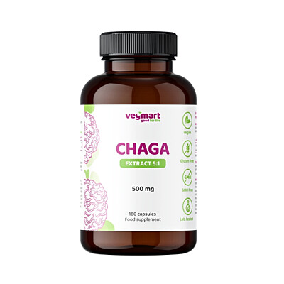 Vegmart Čaga sibírska 500 mg, 180 kapsúl