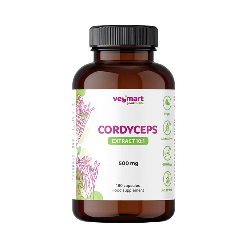 Vegmart Housenica čínská (Cordyceps) 10:1 500 mg, 180 kapslí
