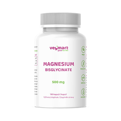 Vegmart Magnézium Bisglycinát (chelát) 500 mg, 180 kapsúl